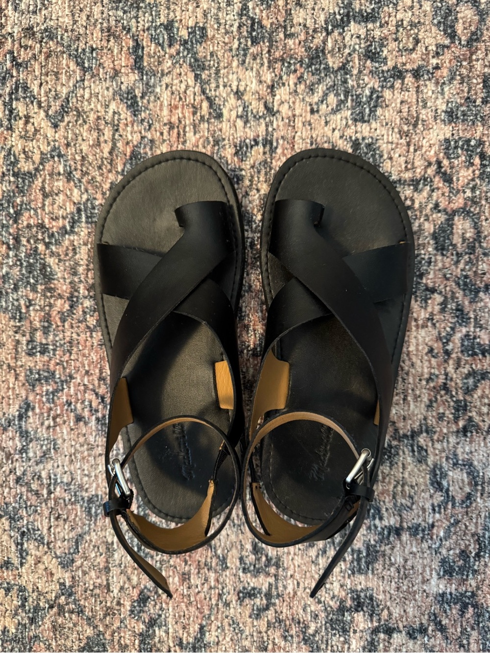 Black Leather Ankle Strap Sandals